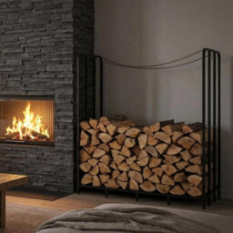 Outdoor Firewood Rack Metal Wood Logs Holder With Carry Bag For Patio - thumbnail 1