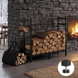 Outdoor Firewood Rack Metal Wood Logs Holder With Carry Bag For Patio - thumbnail 5
