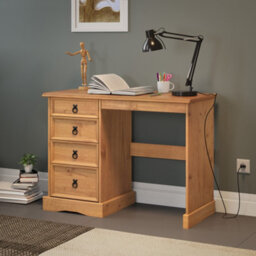 Mercers Furniture Corona Dressing Table 4 Drawer Desk Solid Mexican Wood Pine Wooden
