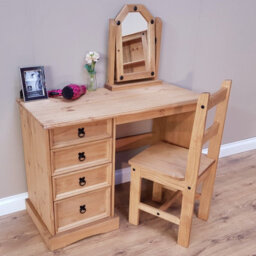 Mercers Furniture Corona Dressing Table 4 Drawer Desk Solid Mexican Wood Pine Wooden - thumbnail 3