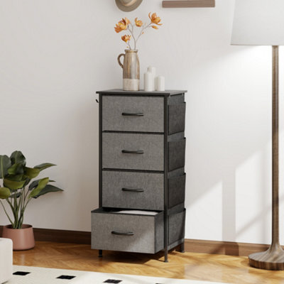 Homcom Fabric Chest Of Drawers, 4 Drawer Dresser For Bedroom, Charcoal Grey - image 1