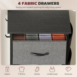 Homcom Fabric Chest Of Drawers, 4 Drawer Dresser For Bedroom, Charcoal Grey - thumbnail 4