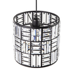 Happy Homewares Modern Circular Drum Matte Black Pendant Shade With Clear Acrylic Rods - thumbnail 3