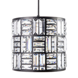 Happy Homewares Modern Circular Drum Matte Black Pendant Shade With Clear Acrylic Rods - thumbnail 4
