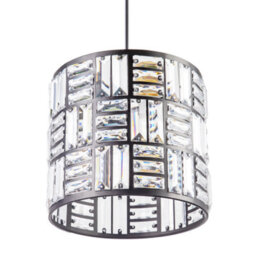 Happy Homewares Modern Circular Drum Matte Black Pendant Shade With Clear Acrylic Rods - thumbnail 5