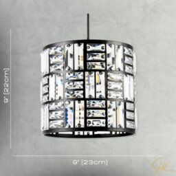 Happy Homewares Modern Circular Drum Matte Black Pendant Shade With Clear Acrylic Rods - thumbnail 7