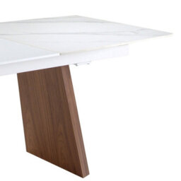 Angel Cerda Elegant Oval Barrel Extending Dining Table In Porcelain Marble And Walnut - thumbnail 5