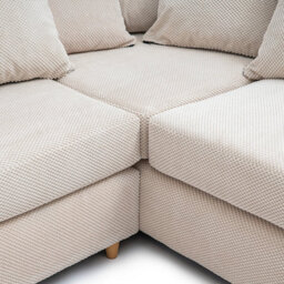 Abakus Direct Jumbo Grid Beige Right Facing Corner Sofa Plush Comfort With Deeply Padded Cushions - thumbnail 9