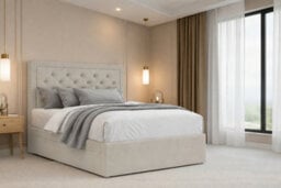 "Nexus Tuscany Plush Divan, Cream, 26"" Headboard, No Drawers, Open Coil Mattress, Small Single" - thumbnail 1