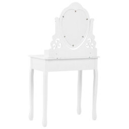 Wyld And Coco Glam Design Dressing Table White Mdf With Solid Wood Legs, 138 X 74 Cm, 4 Drawers, Crystal Handles - thumbnail 6