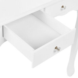 Wyld And Coco Glam Design Dressing Table White Mdf With Solid Wood Legs, 138 X 74 Cm, 4 Drawers, Crystal Handles - thumbnail 7