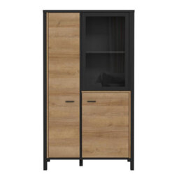 Wyld Haus Egtved Black & Riviera Oak-Effect Display Cabinet 2 Doors 1 Shelf - thumbnail 3