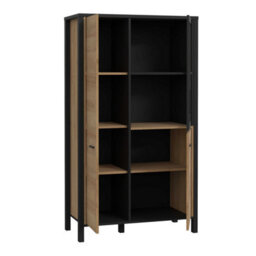 Wyld Haus Egtved Black & Riviera Oak-Effect Display Cabinet 2 Doors 1 Shelf - thumbnail 4