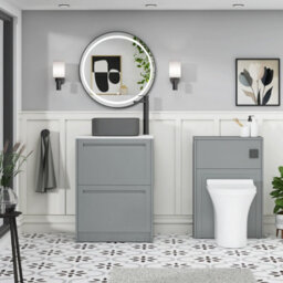 Royal Bathrooms Royal Bathroom Elmore 600mm Matt Pebble Grey Freestanding Countertop Bathroom Vanity Unit 2 Drawer With Art Square Basin - thumbnail 5