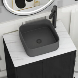 Royal Bathrooms Royal Bathroom Elmore 600mm Matt Pebble Grey Freestanding Countertop Bathroom Vanity Unit 2 Drawer With Art Square Basin - thumbnail 4