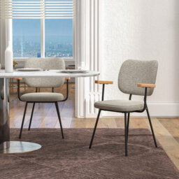 Costway Set Of 2 Dining Chair Padded Kitchen Armchairs Accent Chair W/ Linen Fabric - thumbnail 4
