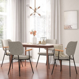 Costway Set Of 2 Dining Chair Padded Kitchen Armchairs Accent Chair W/ Linen Fabric - thumbnail 5