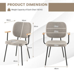 Costway Set Of 2 Dining Chair Padded Kitchen Armchairs Accent Chair W/ Linen Fabric - thumbnail 2
