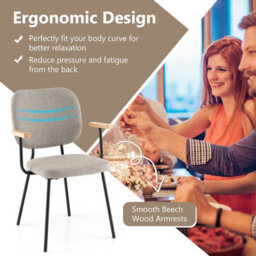Costway Set Of 2 Dining Chair Padded Kitchen Armchairs Accent Chair W/ Linen Fabric - thumbnail 8