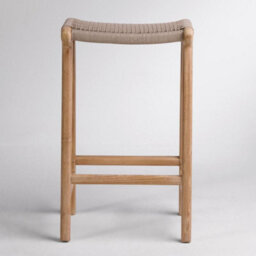 Where Saints Go Ltd London Backless Counter Stool, Grey Woven Rope Seat, Natural Teak Frame, 66Cm By Where Saints Go - thumbnail 4