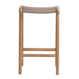Where Saints Go Ltd London Backless Counter Stool, Grey Woven Rope Seat, Natural Teak Frame, 66Cm By Where Saints Go - thumbnail 3