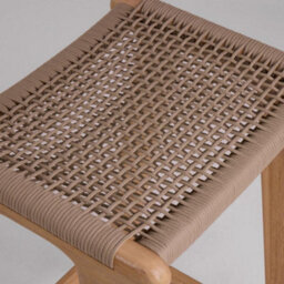 Where Saints Go Ltd London Backless Counter Stool, Grey Woven Rope Seat, Natural Teak Frame, 66Cm By Where Saints Go - thumbnail 9