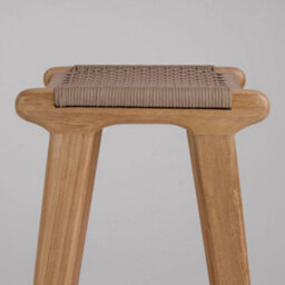 Where Saints Go Ltd London Backless Counter Stool, Grey Woven Rope Seat, Natural Teak Frame, 66Cm By Where Saints Go - thumbnail 8
