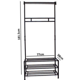 Fwstyle 3 Tier Industrial Style Hallway Storage Rail Shoe Rack - thumbnail 6
