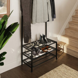 Fwstyle 3 Tier Industrial Style Hallway Storage Rail Shoe Rack - thumbnail 5