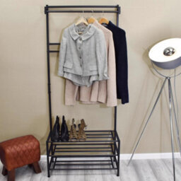 Fwstyle 3 Tier Industrial Style Hallway Storage Rail Shoe Rack - thumbnail 1