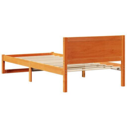 Berkfield Modern Bed Frame Wax Brown Solid Wood Single Bed Frame Rectangular - thumbnail 7