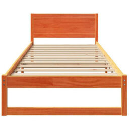 Berkfield Modern Bed Frame Wax Brown Solid Wood Single Bed Frame Rectangular - thumbnail 5