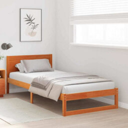 Berkfield Modern Bed Frame Wax Brown Solid Wood Single Bed Frame Rectangular - thumbnail 4