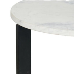 Pacific Lifestyle White Marble Round Side Table With Curved Black Metal Legs, Real Stone 46Cm, Hendrick - thumbnail 7
