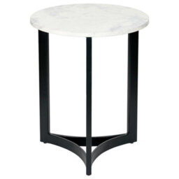 Pacific Lifestyle White Marble Round Side Table With Curved Black Metal Legs, Real Stone 46Cm, Hendrick - thumbnail 6