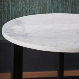 Pacific Lifestyle White Marble Round Side Table With Curved Black Metal Legs, Real Stone 46Cm, Hendrick - thumbnail 3