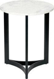 Pacific Lifestyle White Marble Round Side Table With Curved Black Metal Legs, Real Stone 46Cm, Hendrick - thumbnail 2