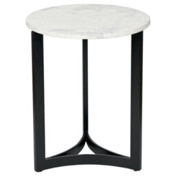 Pacific Lifestyle White Marble Round Side Table With Curved Black Metal Legs, Real Stone 46Cm, Hendrick - thumbnail 5