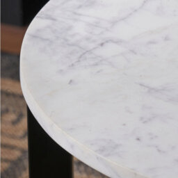 Pacific Lifestyle White Marble Round Side Table With Curved Black Metal Legs, Real Stone 46Cm, Hendrick - thumbnail 4