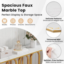 Gainoom 100 Cm Console Table Faux Marble Entryway Table With Anti-Tipping Kits - thumbnail 7