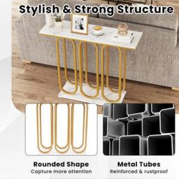Gainoom 100 Cm Console Table Faux Marble Entryway Table With Anti-Tipping Kits - thumbnail 8