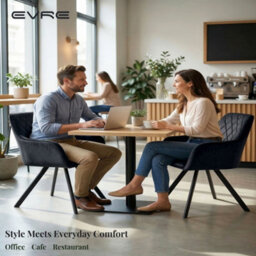 Evre Mason Black Velvet Dining Chairs Set Of 2 Upholstered Chairs With Arms & Metal Legs - thumbnail 8