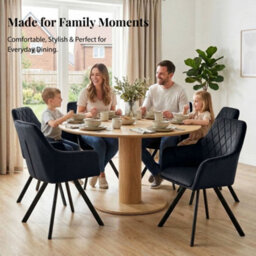 Evre Mason Black Velvet Dining Chairs Set Of 2 Upholstered Chairs With Arms & Metal Legs - thumbnail 7