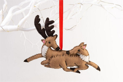 Handmade Felt Stag And Deer Christmas Tree Hanging Decoration - 11 Cm - image 1