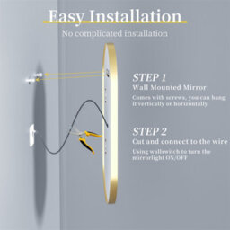 Luvodi Oval Led Bathroom Mirror Anti-Fog 3 Touch Lighted Gold Frame Large Demister Pad 80X50 Cm - thumbnail 9