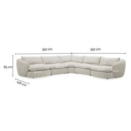 Xample Aiden And Ivy Holley Beige Fabric Modular Sofa 5 Piece Reversible Cushions Feather Filled Configurable Corner Sofa - thumbnail 2