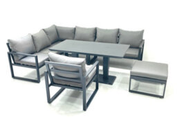 Fimous Aluminum Outdoor Garden Furniture Set Corner Sofa Big Footstool Chair Adjustable Rising Lifting Dining Table Sets - thumbnail 1