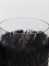 Orsina Modern Black Candle Holder, Coastal Styled Medium Candle Holder, Natural Black And Round Glass Candle Holder - thumbnail 5