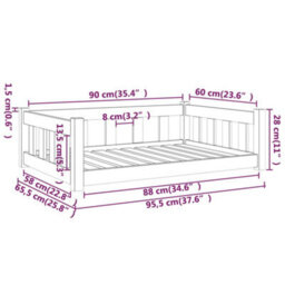Vidaxl Dog Bed 95.5X65.5X28 Cm Solid Wood Pine - thumbnail 3
