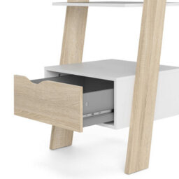 Wyld Haus Sapporo White And Natural Oak Leaning Bookcase 1 Drawer 4 Shelves - thumbnail 8